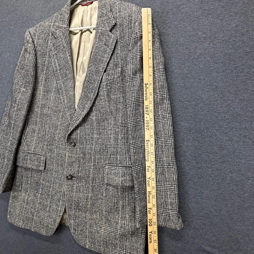 Jos A Bank Sport Coat Mens 44 Camel Hair Glen Plaid‎ Two Button Gray